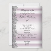 Invitation Baptême Fille Rose Blanche Dentelle Photo Christen (Dos)