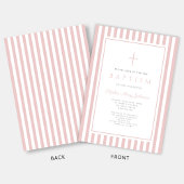 Invitation Baptême Fille Rose Pâle Élégant