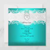 Invitation Baptême fillette ou garçon Jade Turquoise blanc de (Dos)