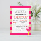 Invitation Baptême Flamant rose rose (Debout devant)