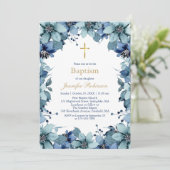Invitation Baptême Fleur de la Marine Bleue (Debout devant)