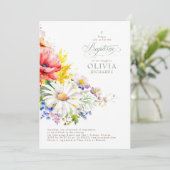 Invitation Baptême fleur sauvage (Debout devant)