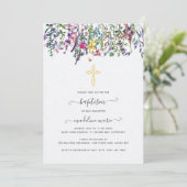 Invitation Baptême Fleur sauvage aquarelle (Debout devant)