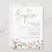 Invitation Baptême Fleur sauvage Boho (Devant)