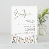 Invitation Baptême Fleur sauvage Boho (Debout devant)