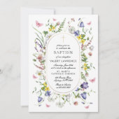 Invitation Baptême fleur sauvage Boho Chic (Devant)