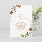 Invitation Baptême Fleur sauvage botanique (Debout devant)