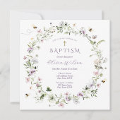 Invitation Baptême Fleur sauvage Delicate Violet (Devant)