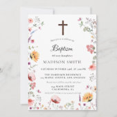 Invitation Baptême Fleur sauvage élégant (Devant)