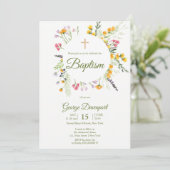 Invitation Baptême fleur sauvage Événement religieux Invitati (Debout devant)