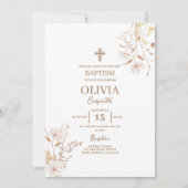 Invitation Baptême fleur sauvage fille (Devant)