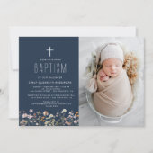 Invitation Baptême fleur sauvage Jardin Photo En Fleur (Devant)