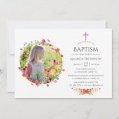 Invitation Baptême Fleur sauvage ou baptême d'Aquarelle (Devant)