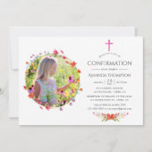 Invitation Baptême Fleur sauvage ou baptême d'Aquarelle (Devant)