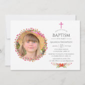 Invitation Baptême Fleur sauvage ou baptême d'Aquarelle (Devant)