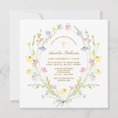Invitation Baptême Fleur sauvage Pastel (Devant)