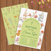 Invitation Baptême Fleur sauvage Vert Arc Floral Christening