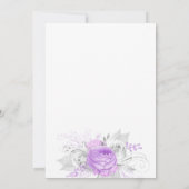 Invitation Baptême fleurons violets fille élégant blanc (Dos)