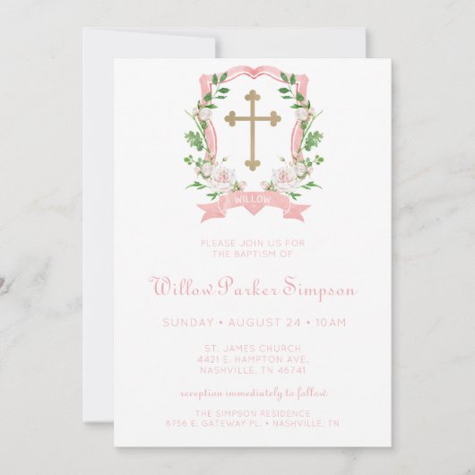 Invitation Baptême floral (Devant)