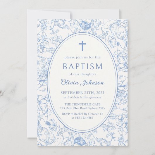 Invitation Baptême Floral (Devant)