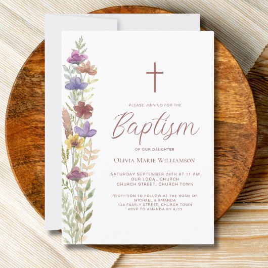 Invitation Baptême floral