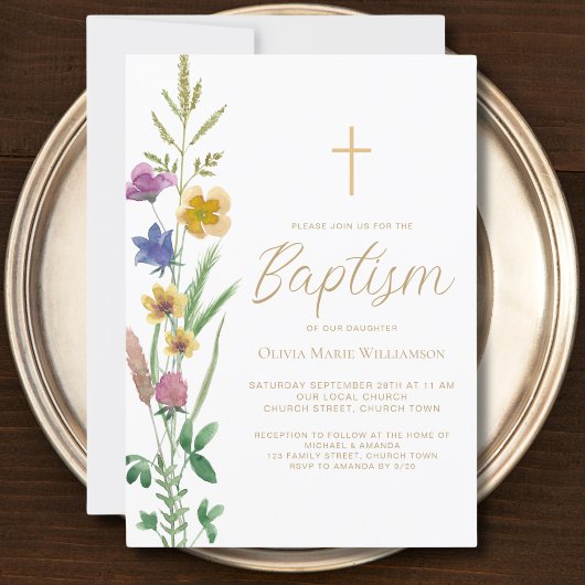 Invitation Baptême floral