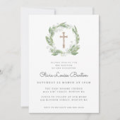 Invitation Baptême Floral Blanc (Devant)