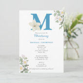 Invitation Baptême floral blanc baptême baptême bébé Initiale (Debout devant)