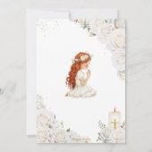 Invitation Baptême floral blanc chic Christening Prier Girl (Dos)