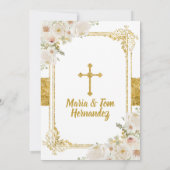 Invitation Baptême Floral Blanc Mexicain Fiesta Twin (Dos)