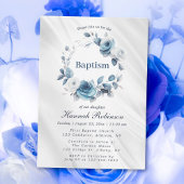 Invitation Baptême floral bleu
