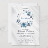 Invitation Baptême floral bleu (Devant)