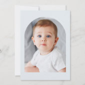 Invitation baptême floral bleu arc moderne (Dos)