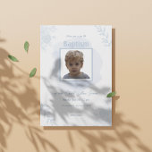 Invitation Baptême floral bleu - classique et élégant