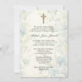 Invitation Baptême floral catholique baptême baptême écriture (Devant)