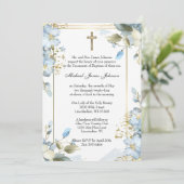 Invitation Baptême Floral Catholique Christening Bébé Écritur (Debout devant)