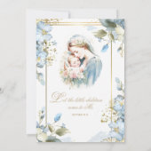 Invitation Baptême Floral Catholique Christening Bébé Écritur (Dos)