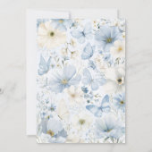 Invitation Baptême floral Christening Blue Butterfly Boy (Dos)