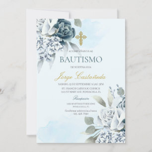 Invitation Baptême floral clair