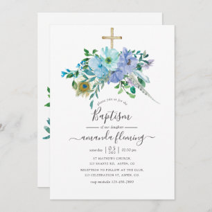 Invitation Baptême floral de Boho de la Monnaie et de l'Aquar
