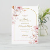 Invitation Baptême floral de fleur de cerisier (Debout devant)