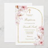 Invitation Baptême floral de la fleur de cerisiers (Devant / Derrière)