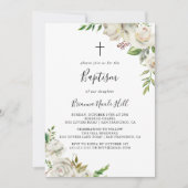 Invitation Baptême floral de la pivoine d'hiver blanche (Devant)
