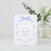 Invitation Baptême floral de la structure en ruban bleu (Debout devant)