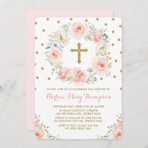 Invitation Baptême floral de l'or noir