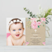 Invitation Baptême floral de Rustic Girl (Debout devant)