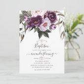 Invitation Baptême floral de velours profond (Debout devant)