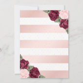 Invitation Baptême floral d'or rose-bordeaux (Dos)