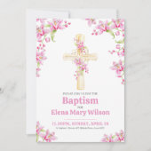 Invitation Baptême floral d'orchidées roses croisées (Devant)