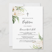 Invitation Baptême floral du feuillage Tropical Or (Devant)